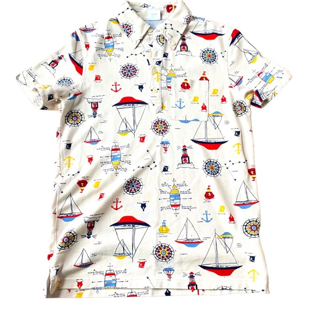 Brooks Brothers supima cotton Nautical Theme Polo Shirt White S